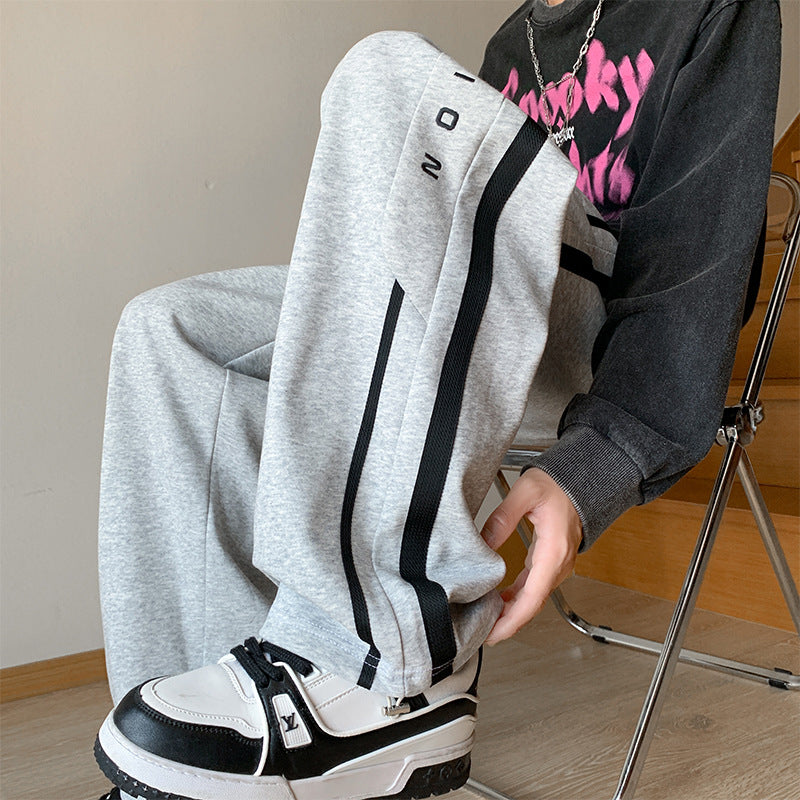 James – Gray Wide-Leg Casual Pants for Men