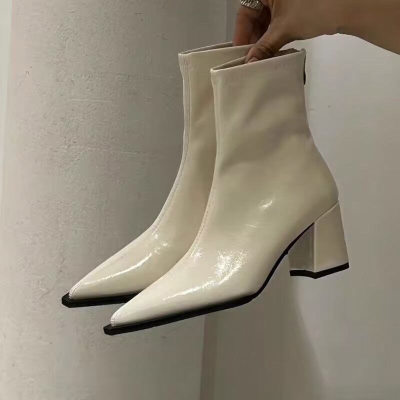 Tamara – Chunky Heel Vegan Leather Ankle Boots
