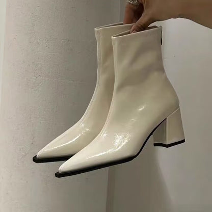 Tamara – Chunky Heel Vegan Leather Ankle Boots