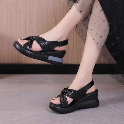 Gabrielle – Cross-strap Platform Wedge Sandals