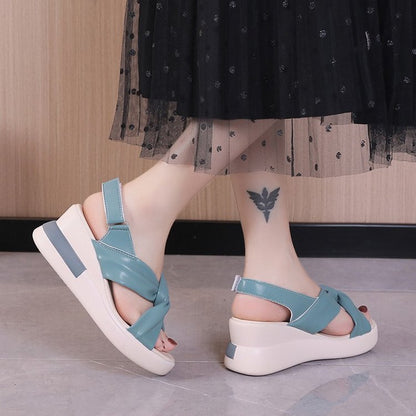 Gabrielle – Cross-strap Platform Wedge Sandals