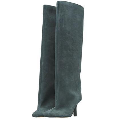 Andrea – Vegan Leather High-Heel Boots with Square Toe