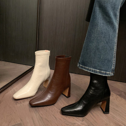 Julia – French Style Vegan Leather High Heel Boots