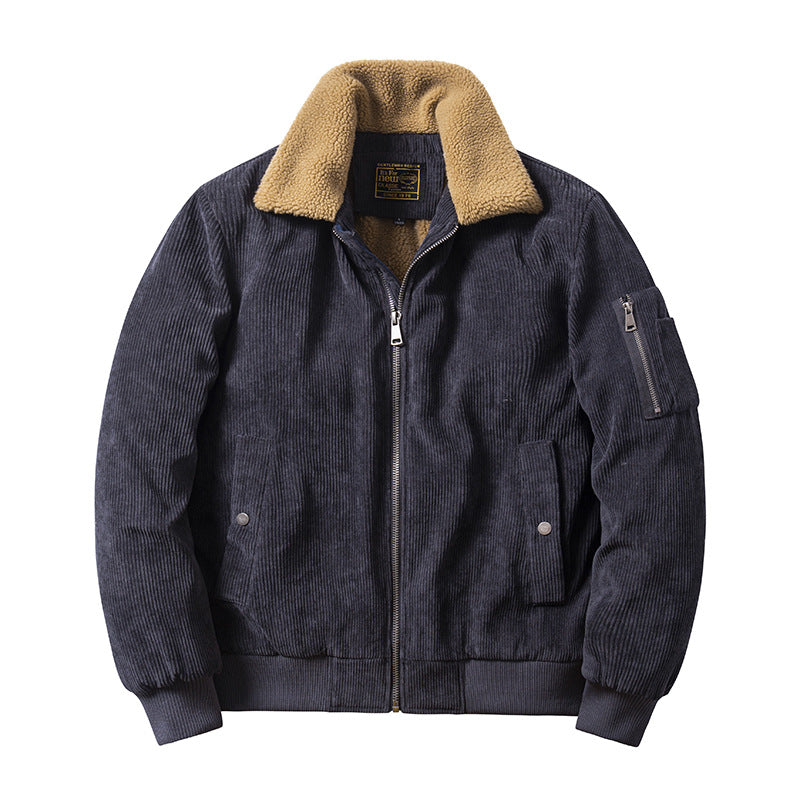 Doug – Men's Corduroy Cotton Coat with Fur Collar