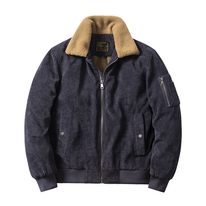 Doug – Men's Corduroy Cotton Coat with Fur Collar