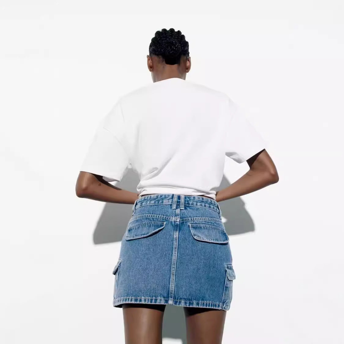 Linda – Denim Hip Skirt with Multi-Pocket