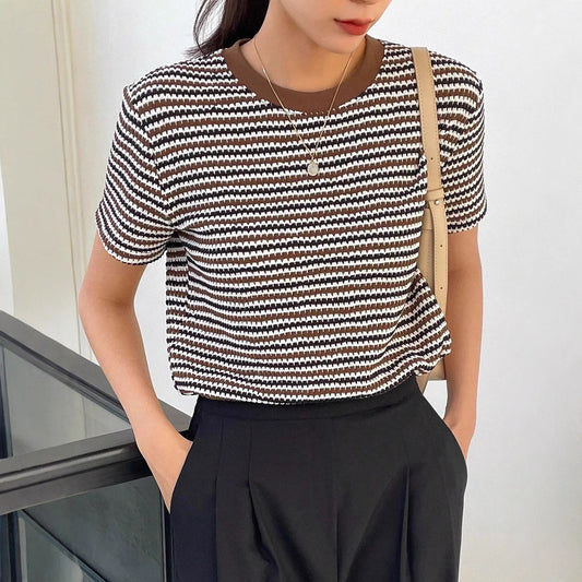 Catherine – Women's Casual Check Vegan Suede Top