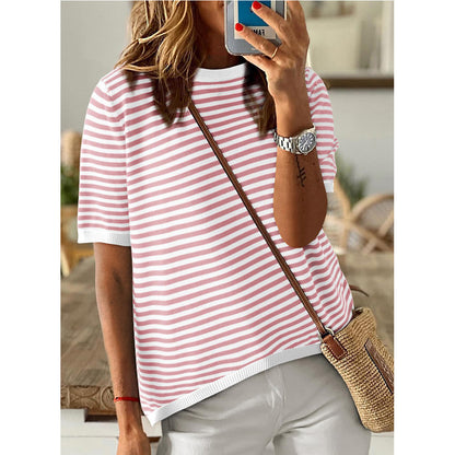 Rachel – Striped Contrast Color Casual Top