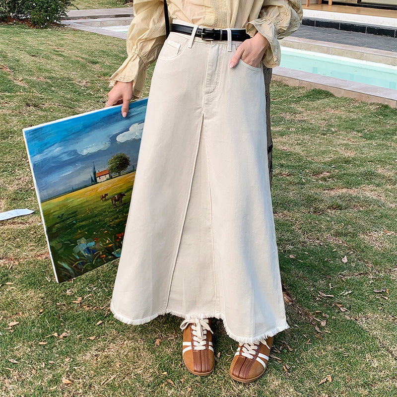 Carly – High Waist Retro Denim Skirt