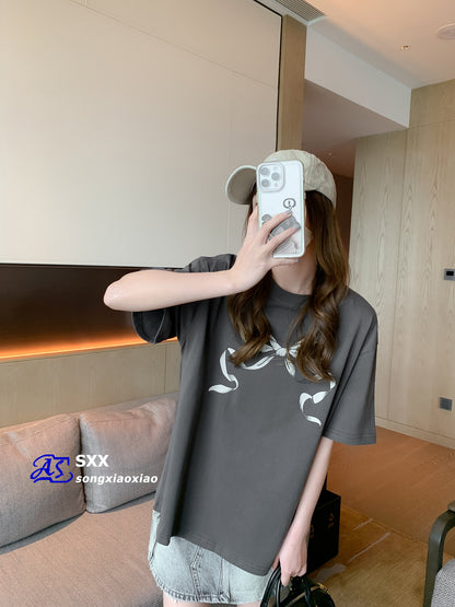 Desmond – Casual Bow Print Short Sleeve