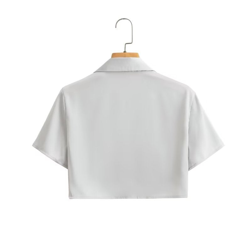 Tracy – Silk Satin Short Sleeve Skirt Suit