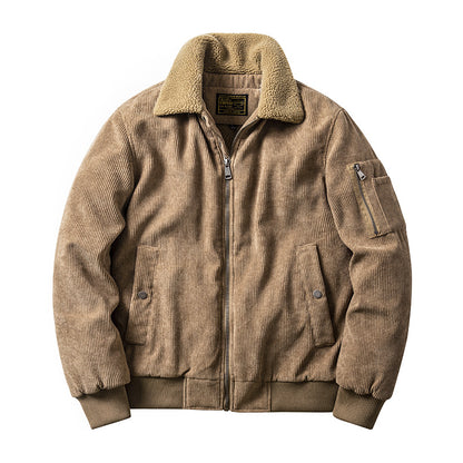 Doug – Men's Corduroy Cotton Coat with Fur Collar
