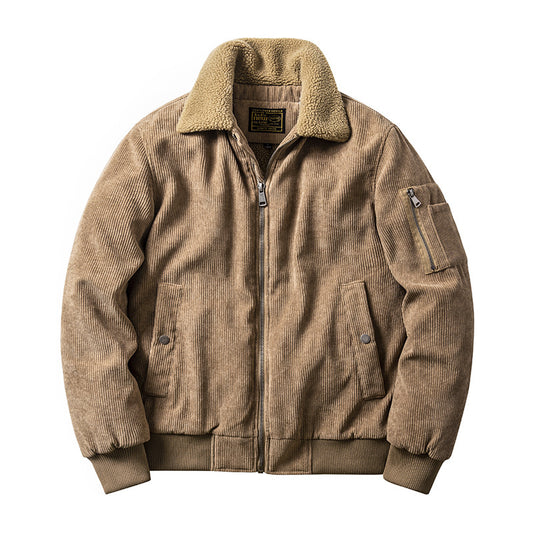 Doug – Men's Corduroy Cotton Coat with Fur Collar