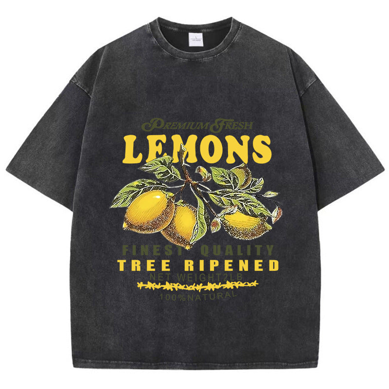 Caroline – Short-Sleeved Top with Lemon Print