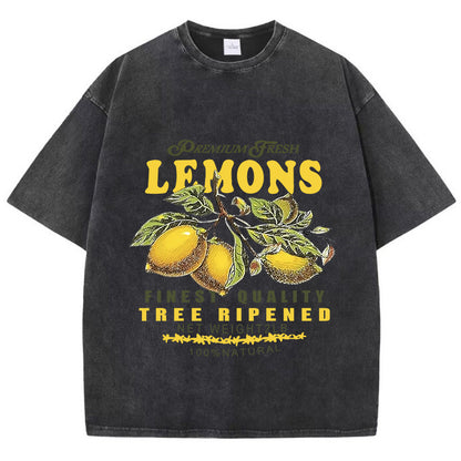 Caroline – Short-Sleeved Top with Lemon Print