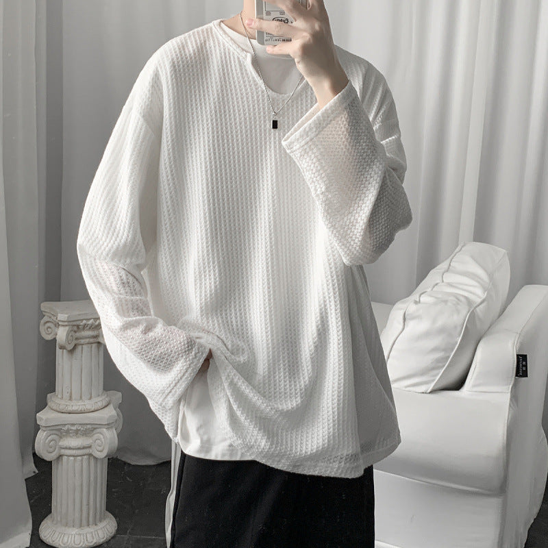 Felix – Loose Casual Waffle Long Sleeve Top