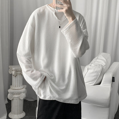 Felix – Loose Casual Waffle Long Sleeve Top