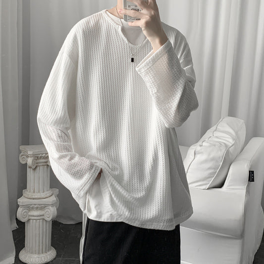Felix – Loose Casual Waffle Long Sleeve Top
