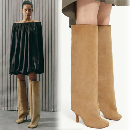 Andrea – Vegan Leather High-Heel Boots with Square Toe