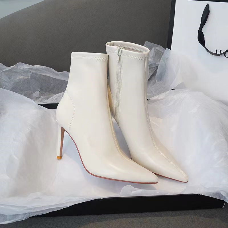 Sharon – Stiletto Heel Vegan Leather Martin Boots