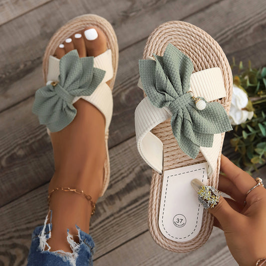 Catherine – Casual Flower Flat Slippers with Beads