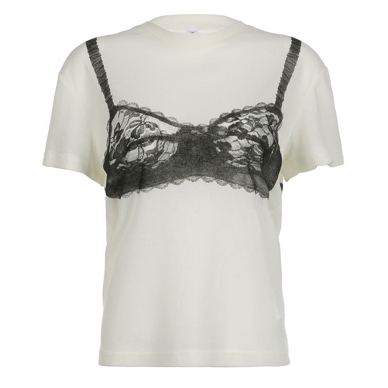 Hannah – Contrast Lace See-through Corset Top