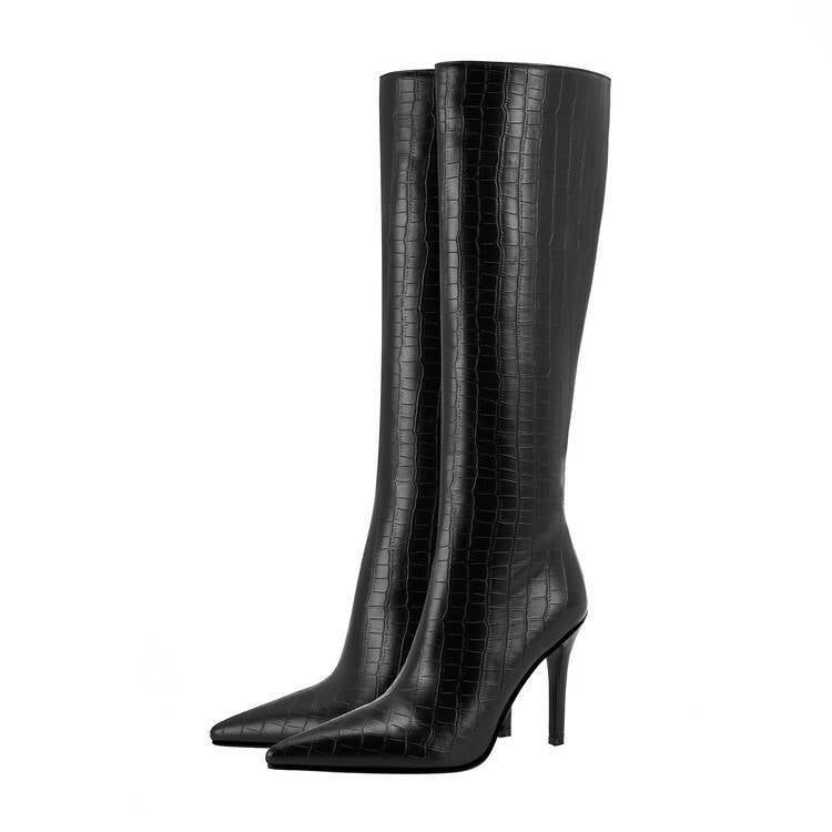 Clara – Pointed Stiletto Heel Boots with Zipper