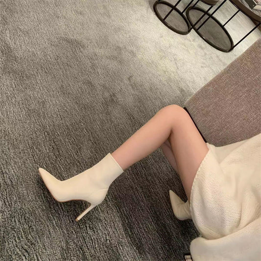 Sharon – Stiletto Heel Vegan Leather Martin Boots