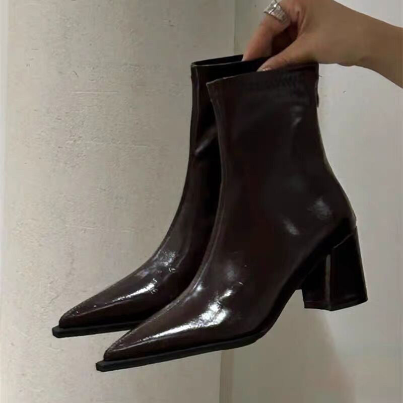 Tamara – Chunky Heel Vegan Leather Ankle Boots