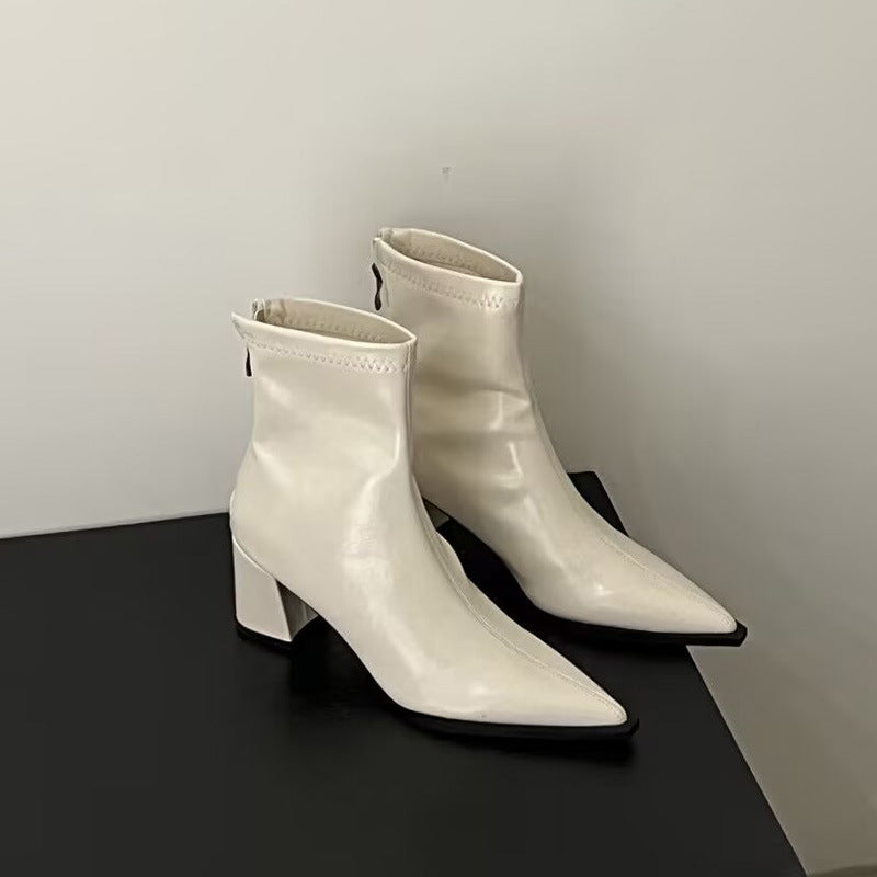 Tamara – Chunky Heel Vegan Leather Ankle Boots