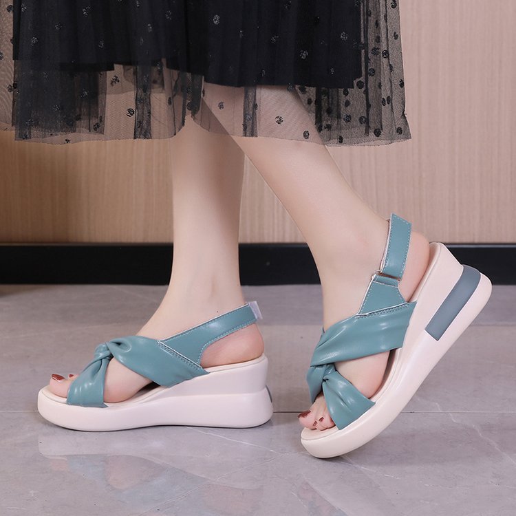 Gabrielle – Cross-strap Platform Wedge Sandals