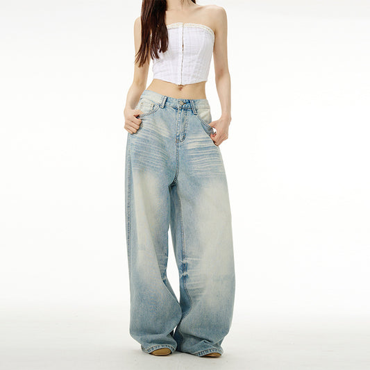 Jake – Water Washed Wide Jeans with Distressed Details