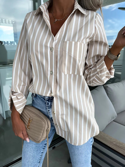 Kathleen – Elegant Long Sleeve Striped Shirt