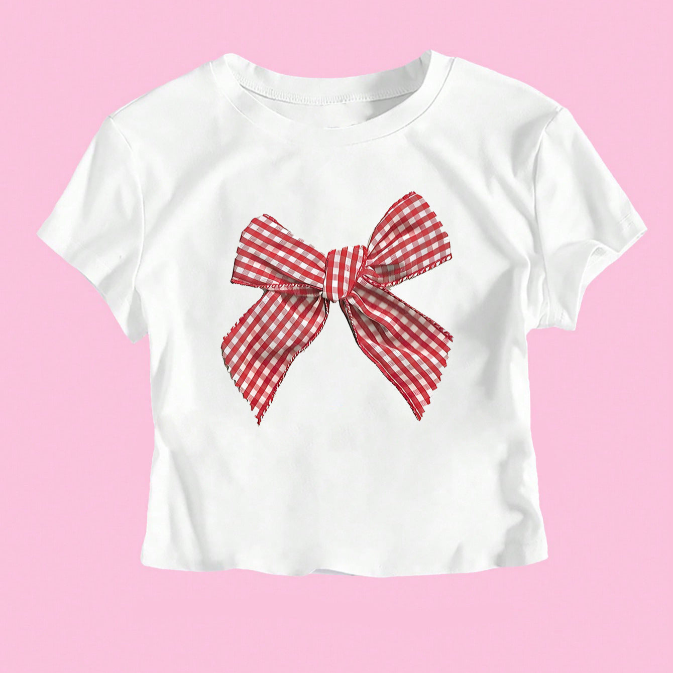 Catherine – Casual Short Top with Bow Print