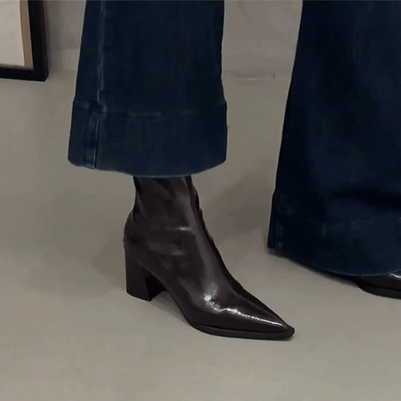 Tamara – Chunky Heel Vegan Leather Ankle Boots