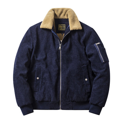 Doug – Men's Corduroy Cotton Coat with Fur Collar