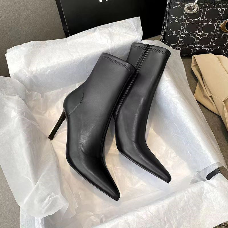 Sharon – Stiletto Heel Vegan Leather Martin Boots