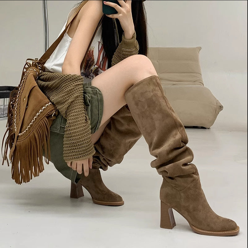 Malcolm – High Heel Riding Boots with Square Toe