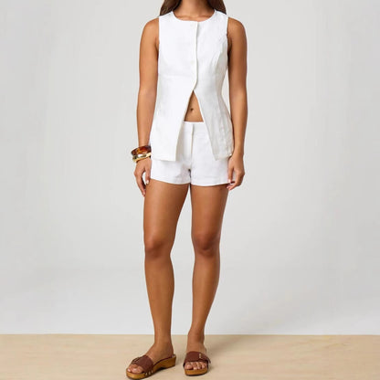 Henry – Wide Leg Cotton Linen Shorts