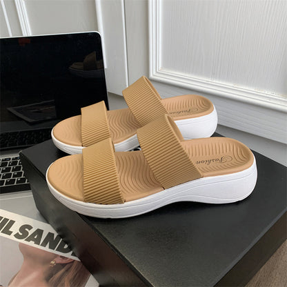 Emma – Thick-Soled Double-Strap Color-Block Slippers