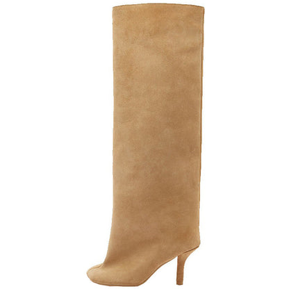 Andrea – Vegan Leather High-Heel Boots with Square Toe