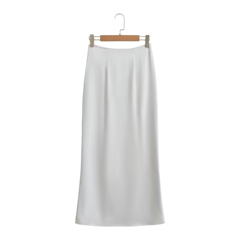 Tracy – Silk Satin Short Sleeve Skirt Suit