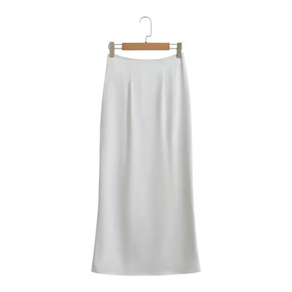 Tracy – Silk Satin Short Sleeve Skirt Suit