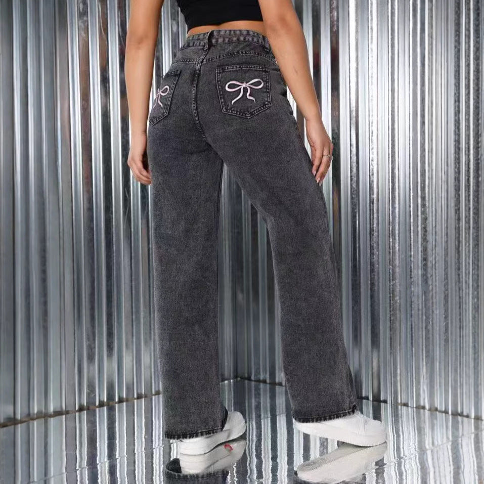 Donna – High Waist Embroidered Jeans