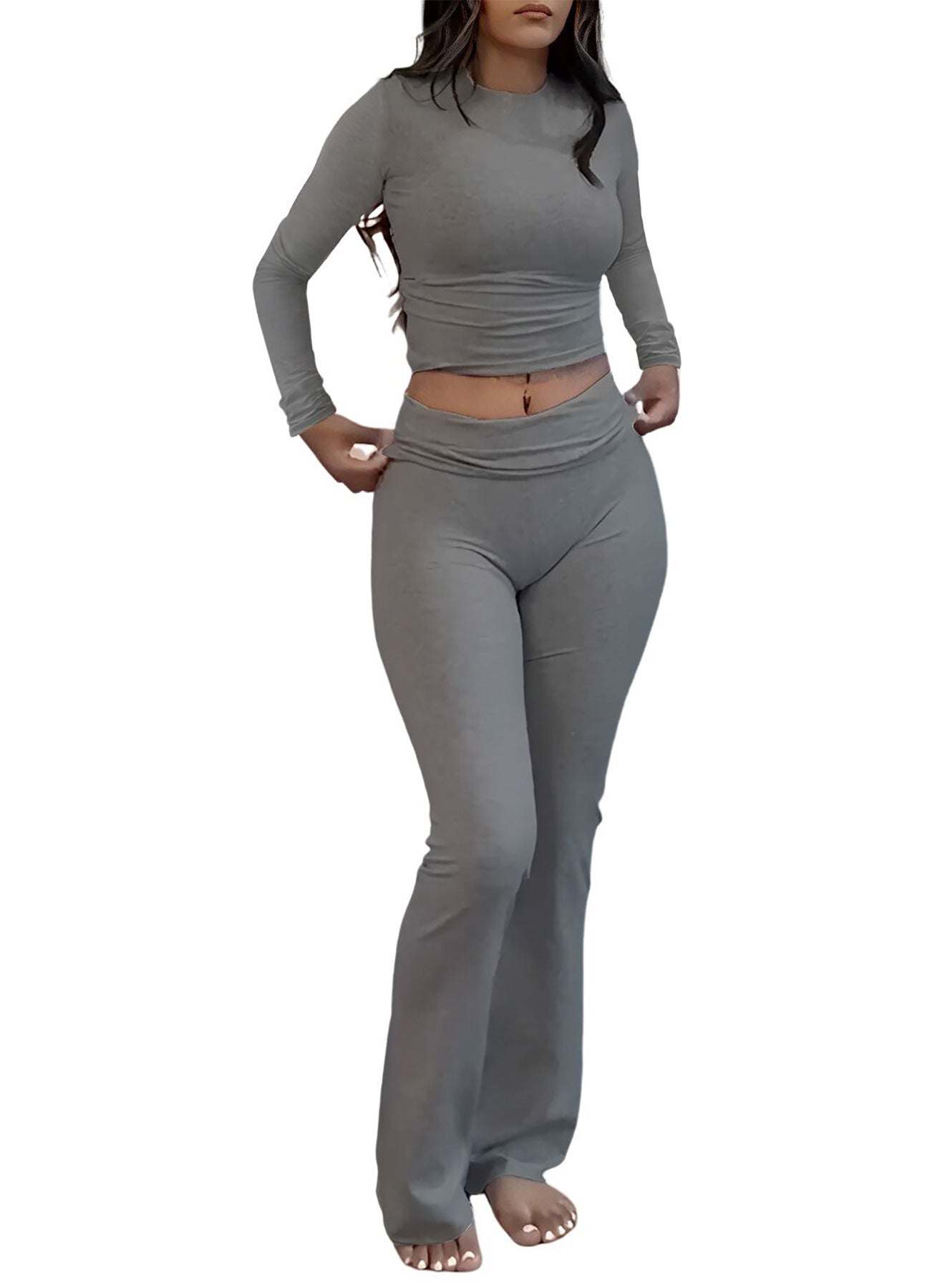 Claire – Casual Sportswear Suit with Bell-bottom Pants