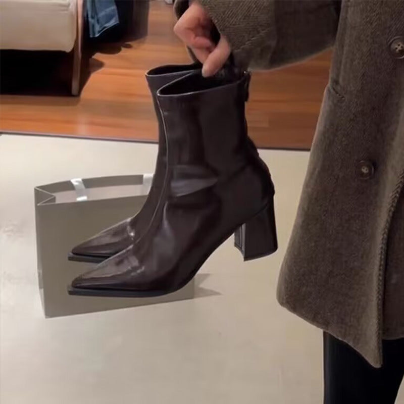 Tamara – Chunky Heel Vegan Leather Ankle Boots