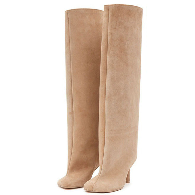 Andrea – Vegan Leather High-Heel Boots with Square Toe