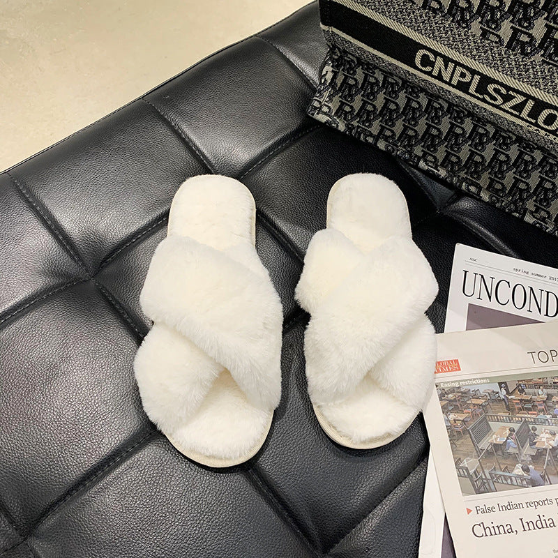 Kathleen – Fluffy Open Toe Vegan Slippers