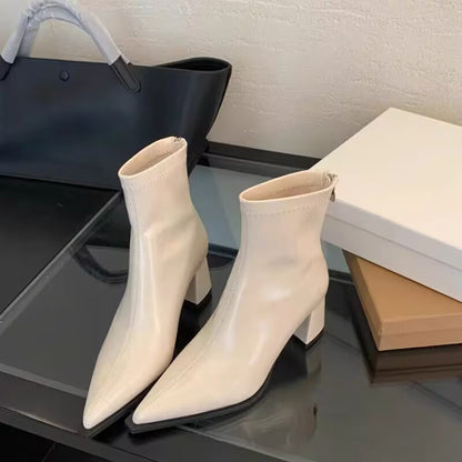 Tamara – Chunky Heel Vegan Leather Ankle Boots
