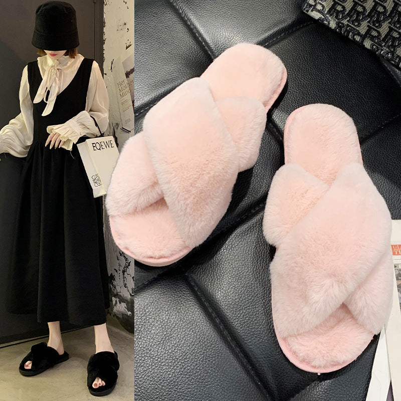 Kathleen – Fluffy Open Toe Vegan Slippers